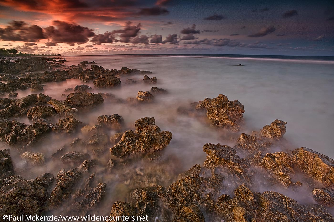 56. Shoreline at sunset, Fakarava, Tahiti