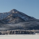 Winter landscape, Lake Kussharo area, five image, stitch panorama; Canon 1D MK4, Sigma 50-500mm lens @138mm, handheld, f11, 1,400th sec, ISO250